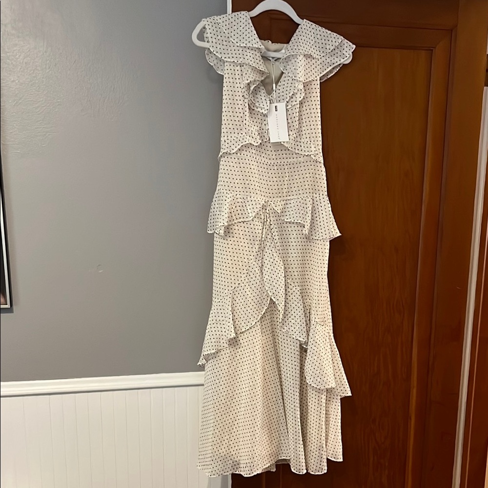 Polka Dot Ruffle Maxi Dress